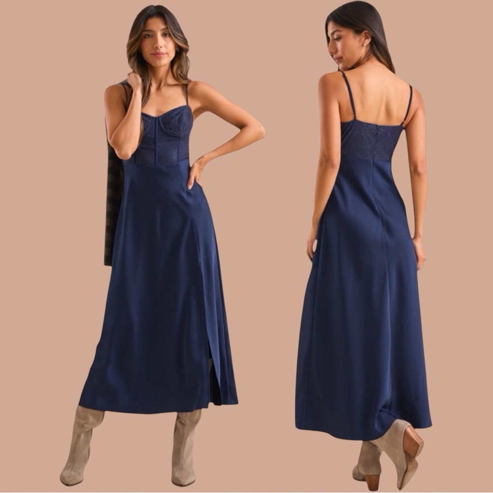 NWT Altar'd State Evalina Satin Maxi Dress